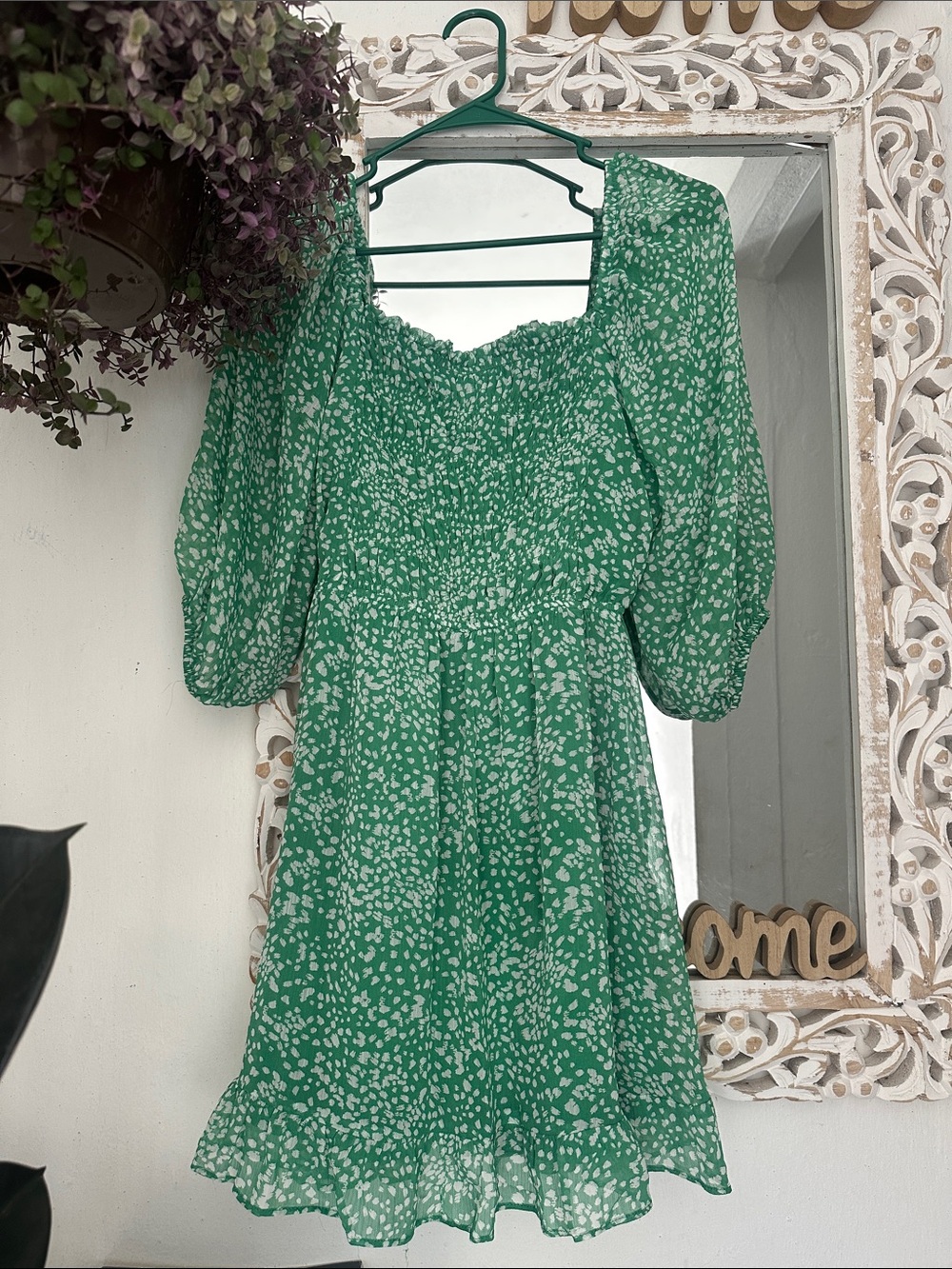 Sienna Sky Green Floral Smocked Mini Dress